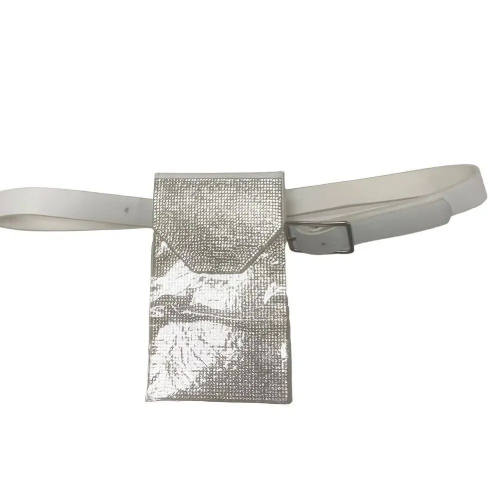 White Bling Cellphone Belt Bag